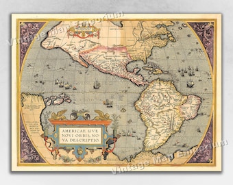 1598 “Americae Novi Orbit” Western Hemisphere - Vintage Americas New World Map Art Print