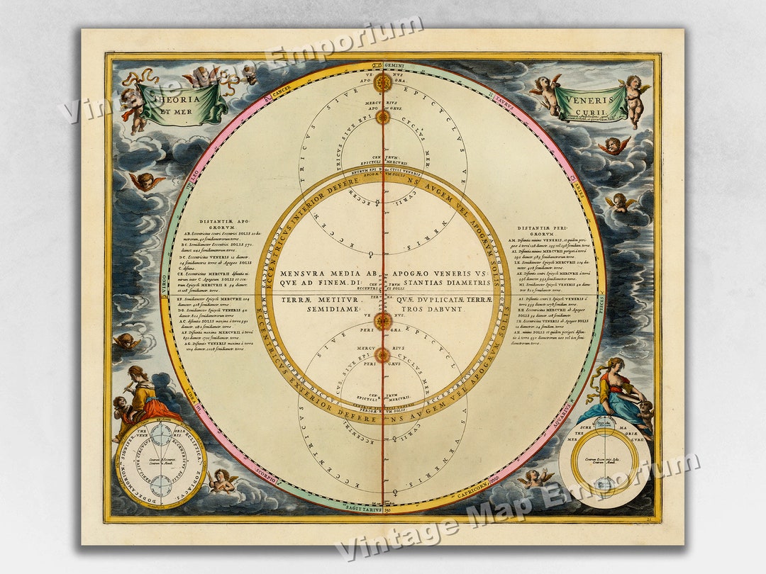 1660 Celestial Map Print Plate 21 - "representation of Venus and ...