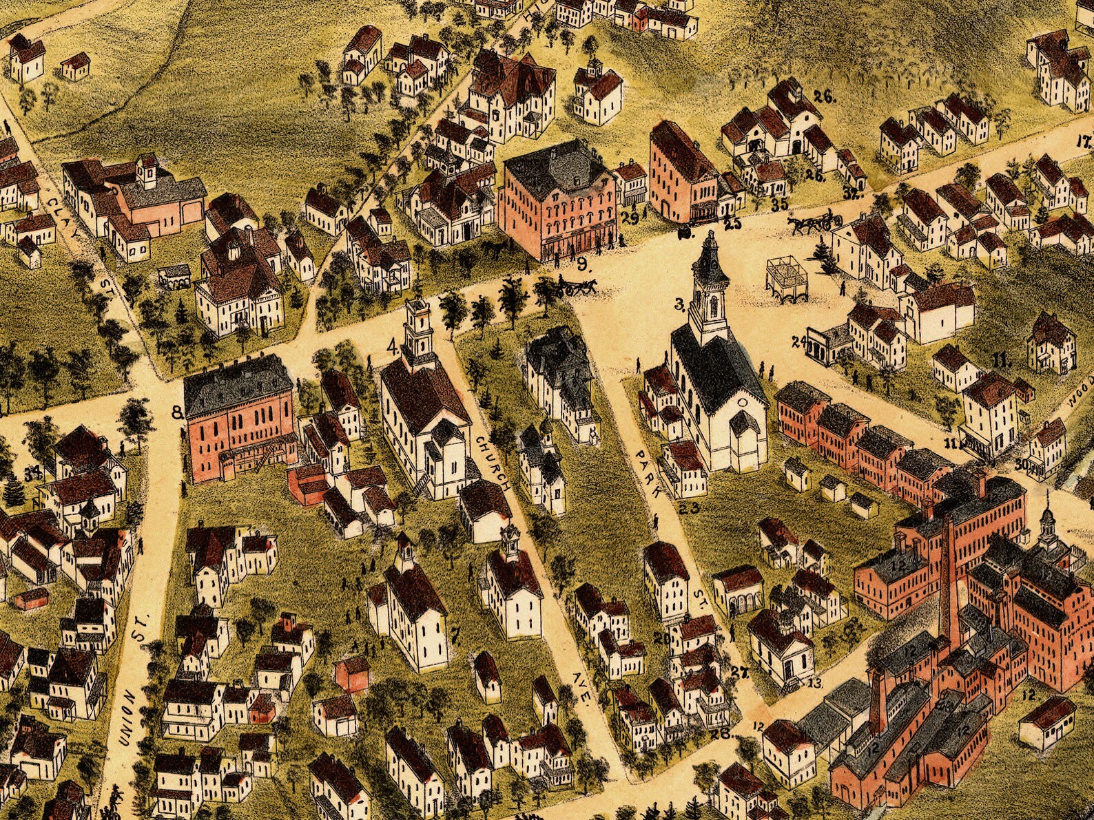 1879 Thomaston Connecticut Map Panoramic Old City Map Etsy