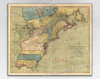 1771 Early American 13 Colonies - North America Colonial Map Art Print Wall Map