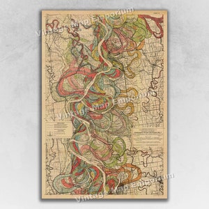 Sheet 8 - Fisk Mississippi River Meander Belt Map - Ancient Courses of the Mississippi River Geological Map - Vintage Wall Map Art Decor
