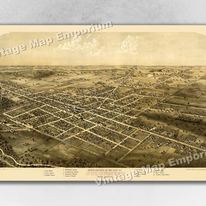 1868 Coldwater, Michigan Map - Panoramic Old City Map - Historic Birds Eye View Vintage Map Art Print