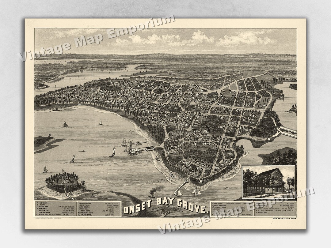 1885 Onset Bay Grove, Massachusetts Map - Panoramic Old City Map ...