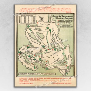 1954 Golf Decor Wall Art - 4th Day Fan Map Augusta National Golf Club - Masters Pairing / Start Time Sheet Pictures Artwork Print