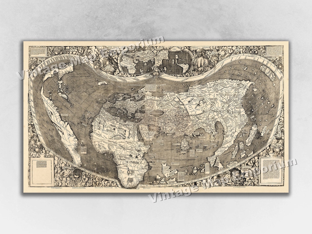 1507 Waldseemuller Map of America Universalis Cosmographia First Map to Name "america