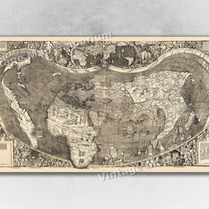 1507 Waldseemuller Map of America - Universalis Cosmographia - First Map to Name &quot;America&quot; - Vintage Old World Wall Map Art Print Poster