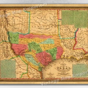 1835 Texas, Indian Territory & Mexican States Map Wall Map Art Print