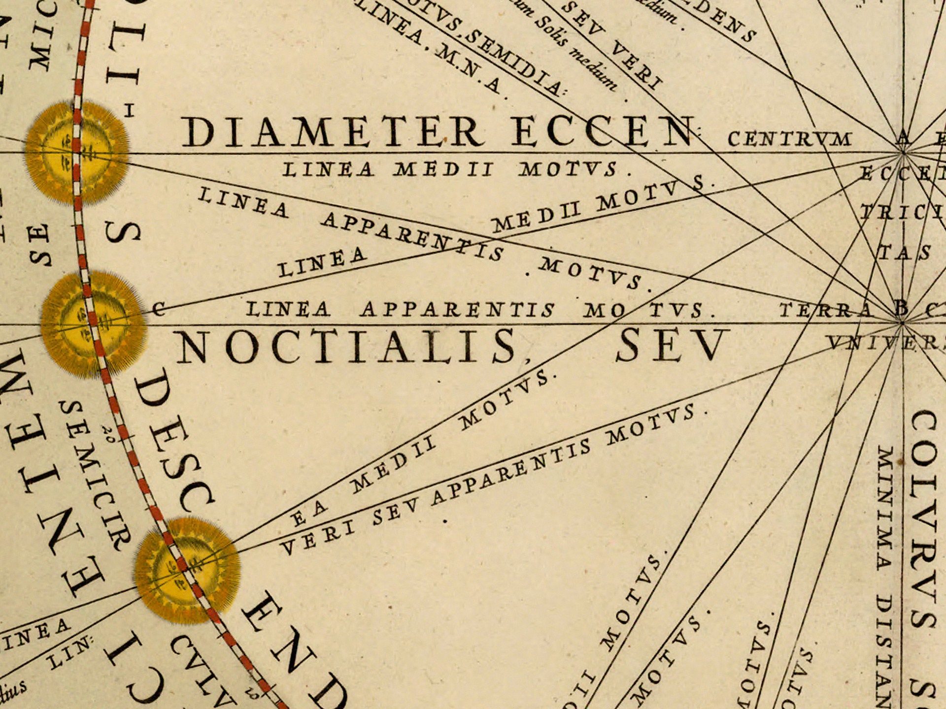 1660 Celestial Map Print Plate 16 - "representation of the Sun in Orbit ...