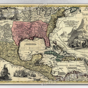 1759 North America Map of New Spain Spanish Colonies - Art Print Wall Map