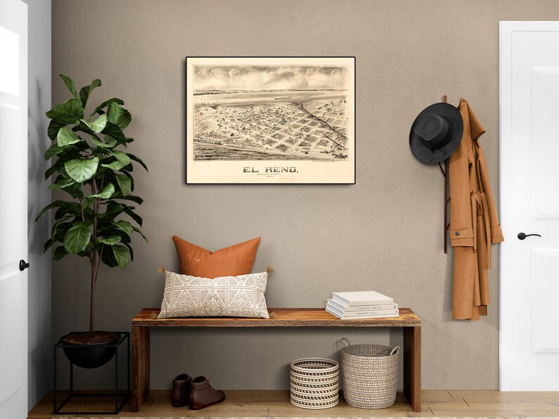 1891 El Reno, Oklahoma Map - Panoramic Old City Map - Historic Birds ...