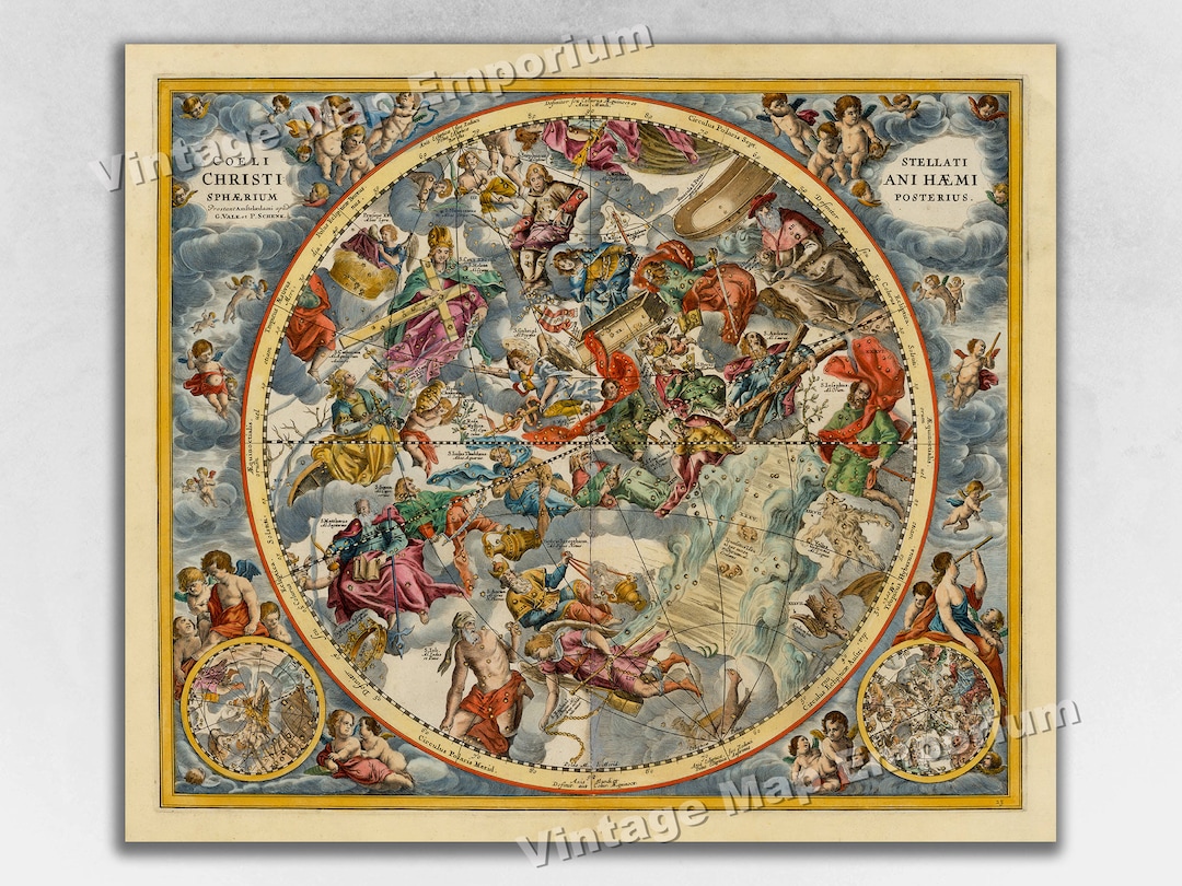 1660 Celestial Map Print Plate 23 - "second Christian Hemisphere" by ...
