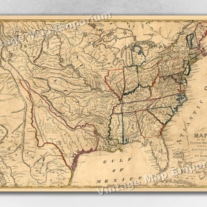 1818 Map of United States including Louisiana Territory Art Print Map