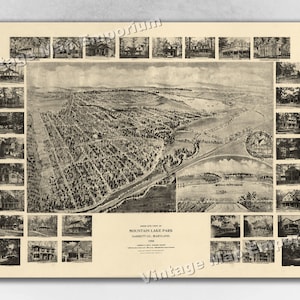 1906 Mountain Lake Park, Maryland Map - Panoramic Old City Map - Historic Birds Eye View Vintage Map Art Print