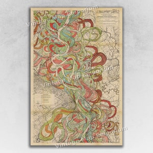 Sheet 6 - Fisk Mississippi River Meander Belt Map - Ancient Courses of the Mississippi River Geological Map - Vintage Wall Map Art Decor