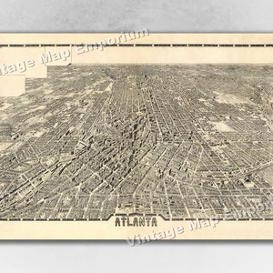 1919 Atlanta, Georgia Map - Panoramic Old City Map - Historic Birds Eye View Vintage Map Art Print