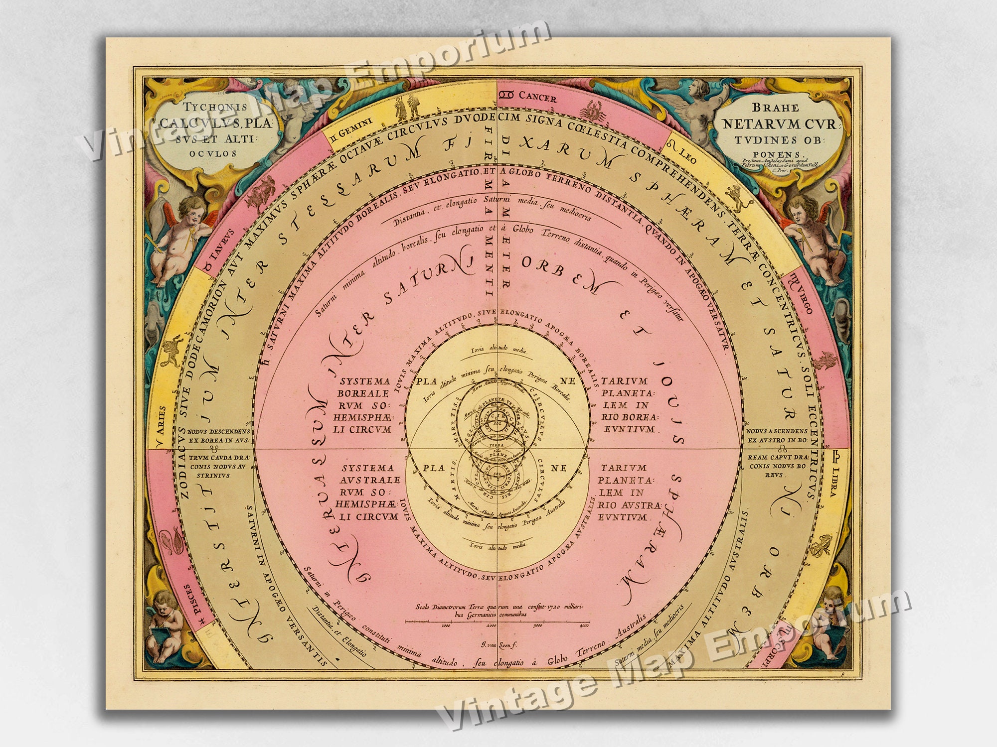 1660 Celestial Map Print Plate 9 - "courses and Altitudes of the ...