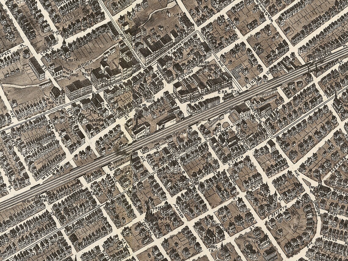 1899 Plainfield New Jersey Map Panoramic Old City Map Etsy