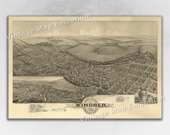 1900 Windber, Pennsylvania Map - Panoramic Old City Map - Historic Birds Eye View Vintage Map Art Print
