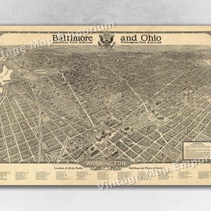 1923 Washington DC Map - Panoramic Old City Map - Historic Birds Eye View Vintage Map Art Print