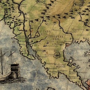 1565 Known World Map and of the Americas by Gastaldi Bertelli - Vintage ...