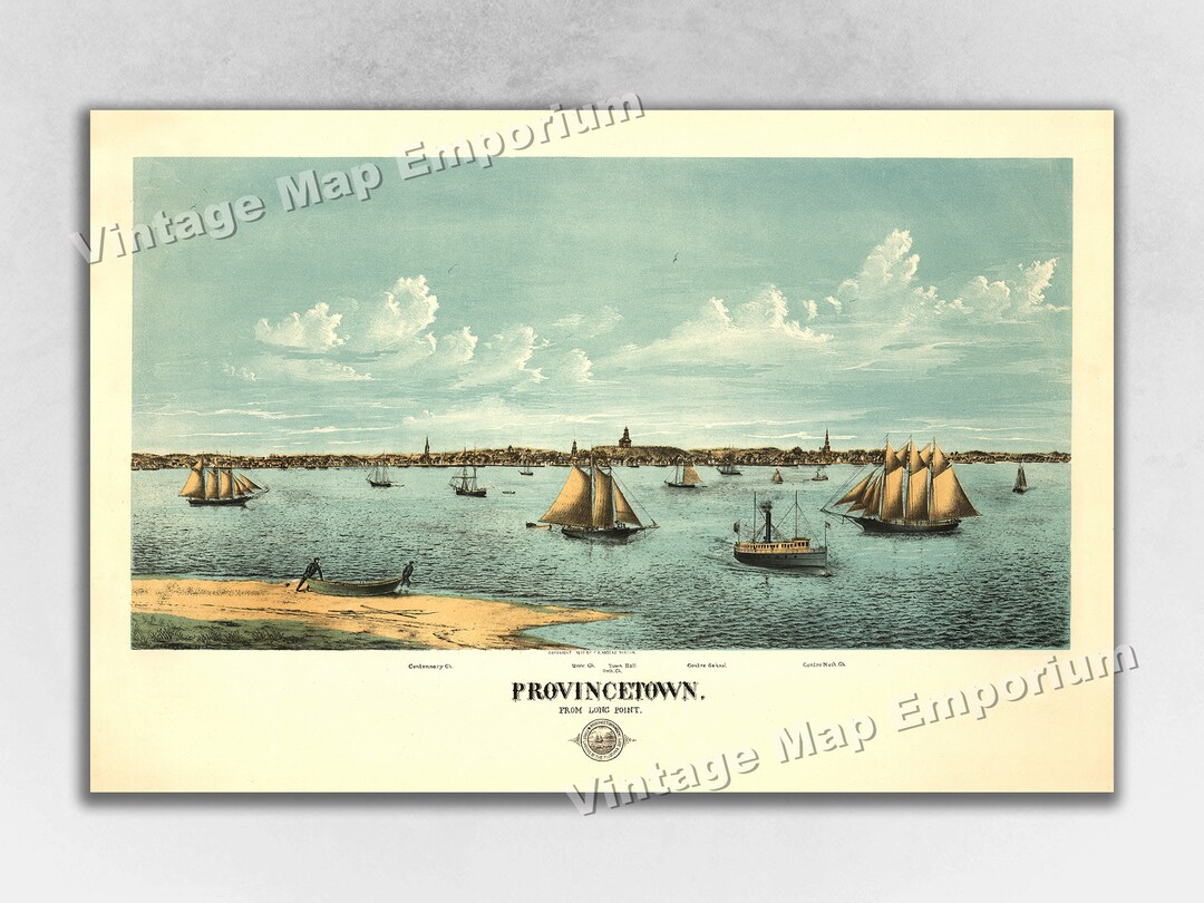 1877 Provincetown Massachusetts Map Panoramic Old City Map - Etsy