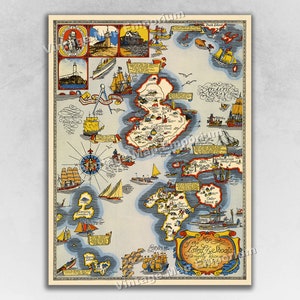 1927 Map of the Isles of Shoals - Vintage Style Pictorial Map Art Print