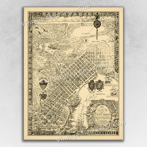 The Creole City of New Orleans 1930 Pictorial Map Poster Mardi Gras - Wall Decor Old Map Vintage Art Print Poster