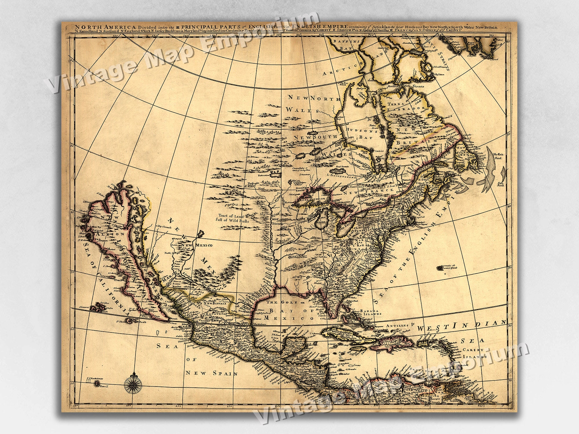 1685 Historic Map of Early North America and the English