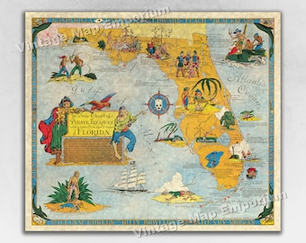 Ye True Chart of Buried Treasure in the Land Waters of Florida