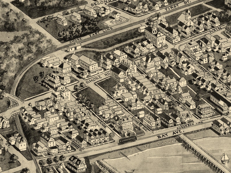 1925 Somers Point New Jersey Map Panoramic Old City Map Etsy Canada