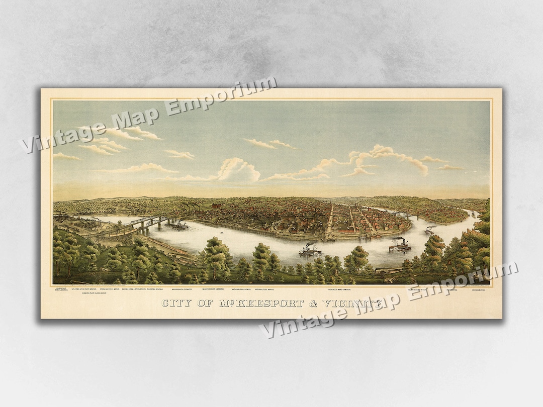 1893 Mckeesport, Pennsylvania Map - Panoramic Old City Map