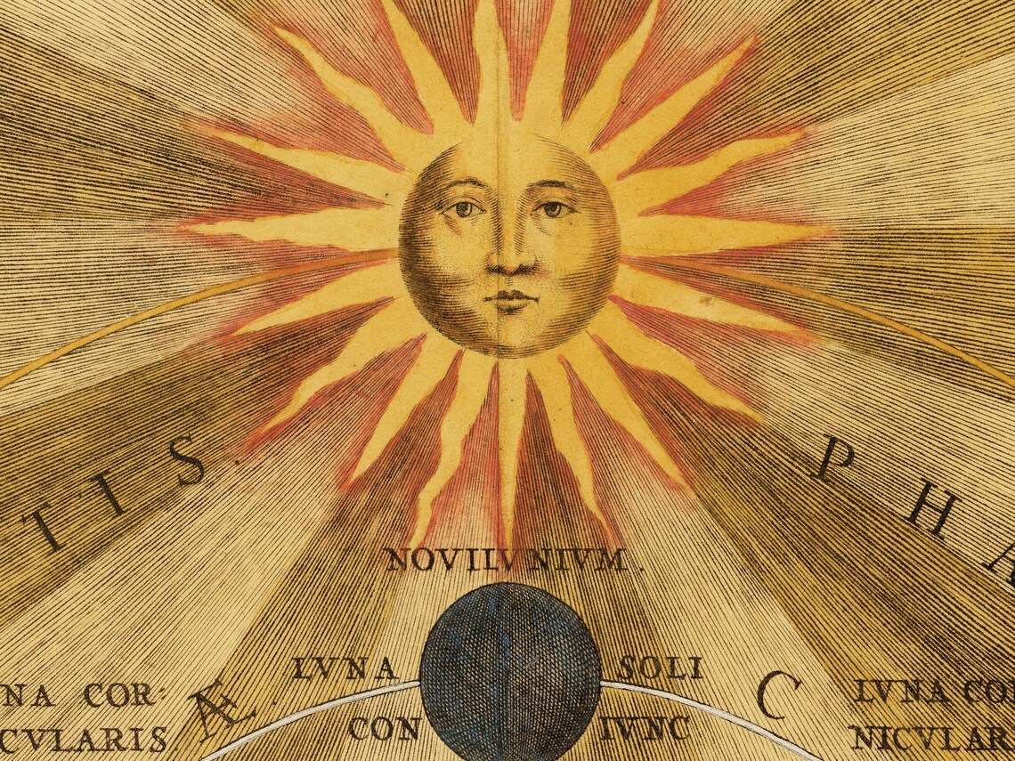 1660 Celestial Map Print Plate 19 - "varying Phases of the Moon" by ...