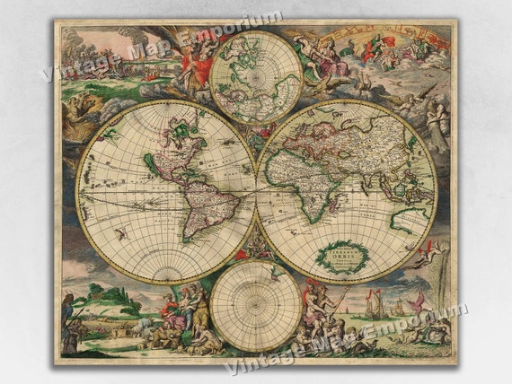 1689 Old World Map Featuring New Amsterdam - Nova Totius Terrarum