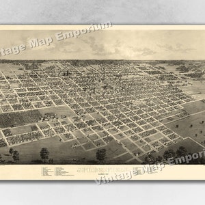 1867 Springfield, Illinois Map - Panoramic Old City Map - Historic Birds Eye View Vintage Map Art Print