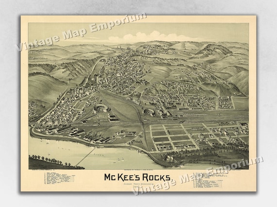 1901 Mckee's Rocks Pennsylvania Map Panoramic Old City - Etsy