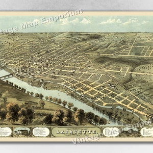 Panoramic Old City Map 1868 Lafayette Historic Birds Eye View Vintage Map Art Print Indiana Map Panoramic Old City Map 1868 Lafayette Historic Birds Eye View Vintage Map Art Print Indiana Map