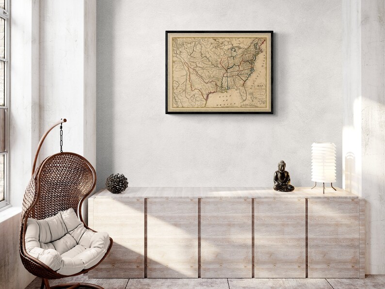 1818 Map of United States Including Louisiana Territory Art Print Map ...