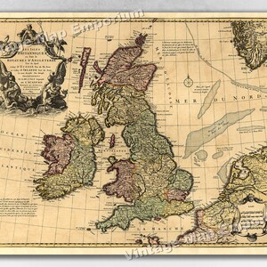 1700 Map of Britain - Unique Map of the British Isles and Ireland - Vintage Old World Wall Map Art Print Poster