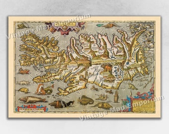 1590 Map of Iceland - Illustrated Vintage Map by Abraham Ortelius