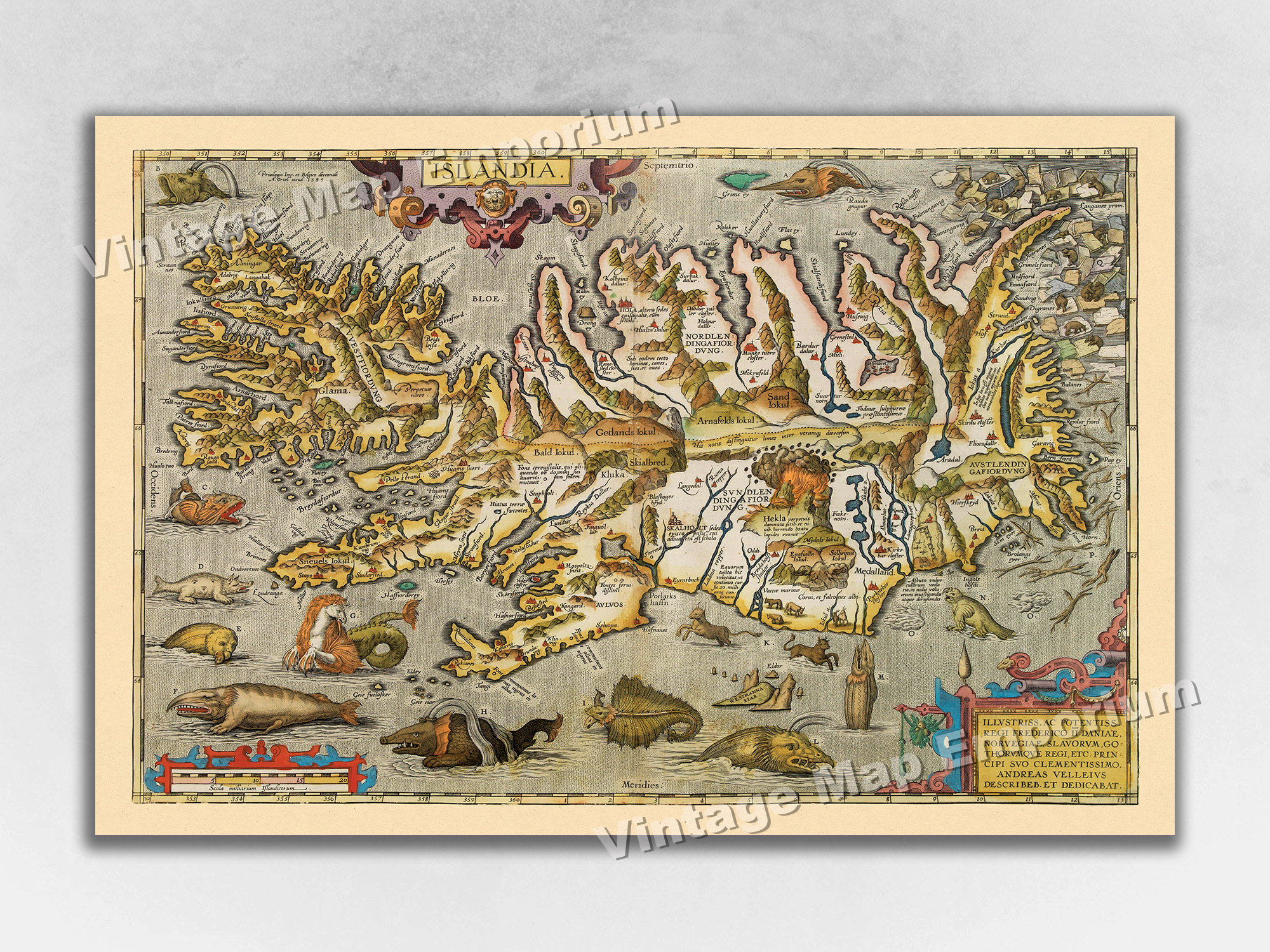 1590 Map of Iceland - Illustrated Vintage Map by Abraham Ortelius