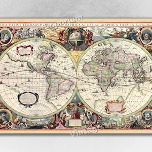 1630 Old World Illustrated Vintage Map - Hendrik Hondius - Vintage Old World Wall Map Art Print Poster