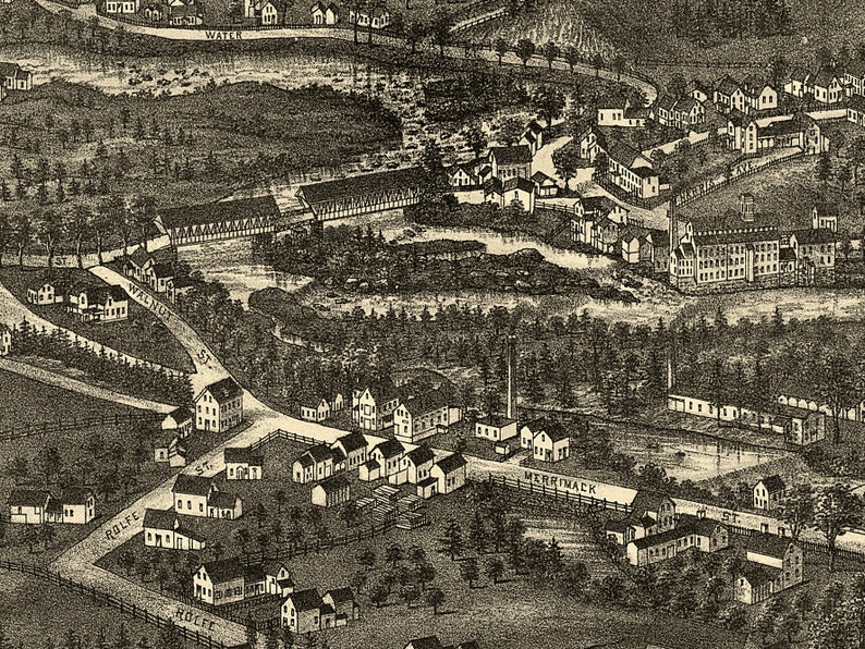 Penacook 1887 Penacook, New Hampshire Map - Panoramic Old City Map - Historic ...