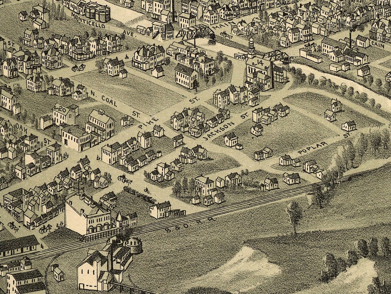 1898 Clarksburg West Virginia Map Panoramic Old City Map Etsy