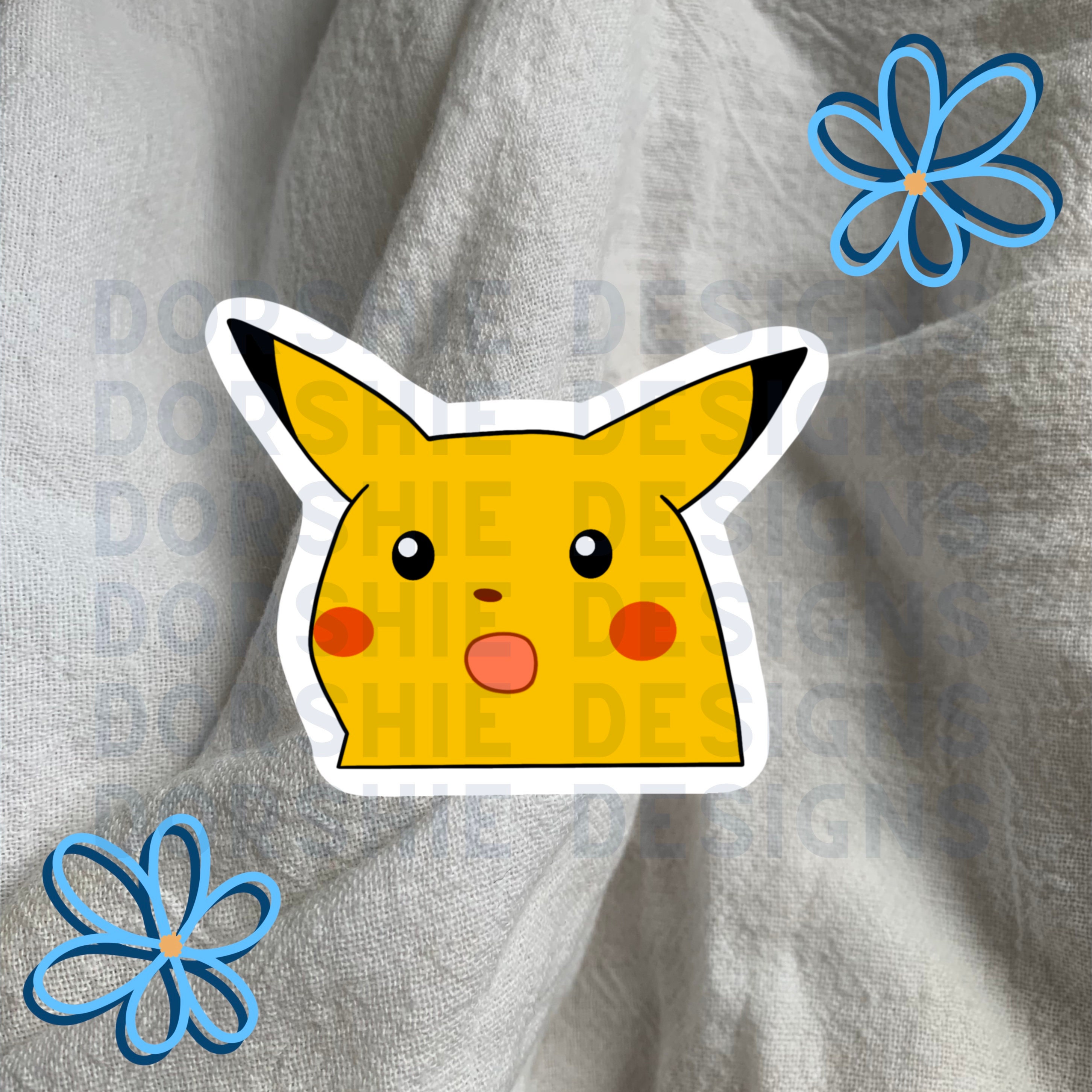 Surprised Pikachu Meme Vinyl Sticker Meme Water Bottle, Laptop, Phone,  Hydro Water Resistant Fun