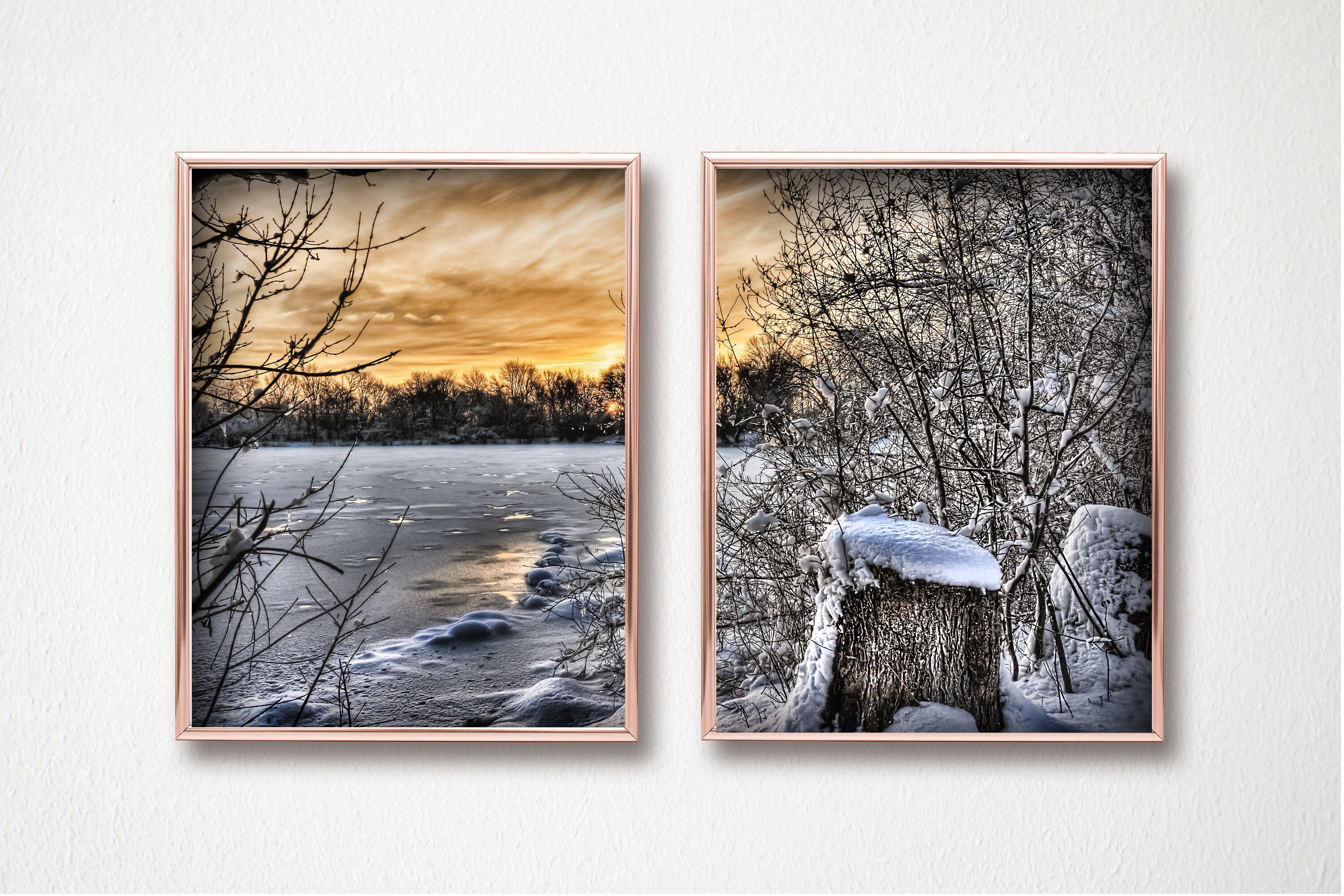 Winter Sunset Wall Art Set Of Two / Winter Print /Instant Etsy