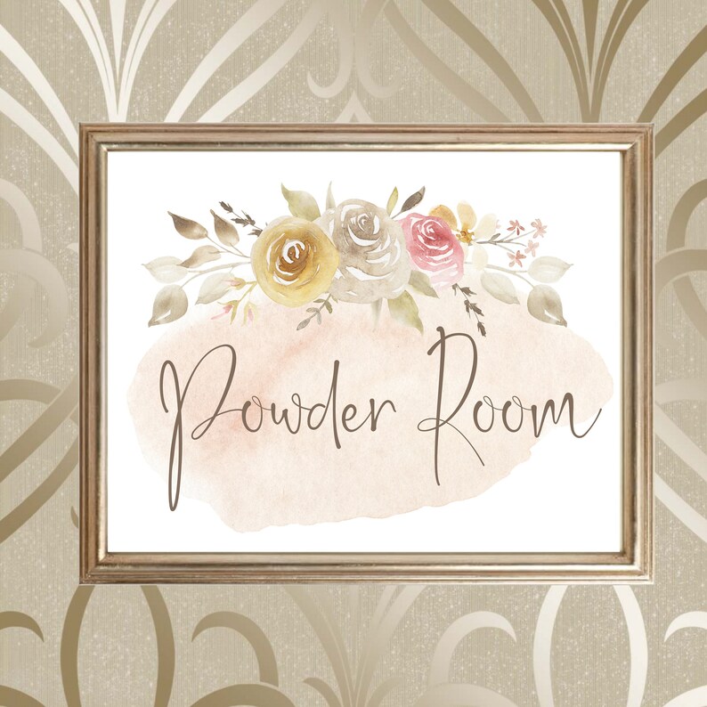 Floral Powder Room Wall Art/powder Room Wall Print/bathroom Etsy