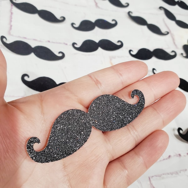 Mustache Confetti, Black glitter,Mustache Die Cuts, Mustache Party Decorations, Little Man Baby Shower Decorations, Mustache diecuts,Glitter