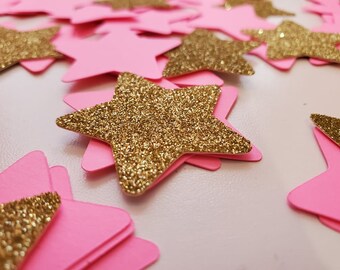Twinkle Pink Confetti 131 pc., Confeti estrella, Confeti estrella dorado y rosa, Estrellita Twinkle twinkle, Confeti baby shower, oro centelleante