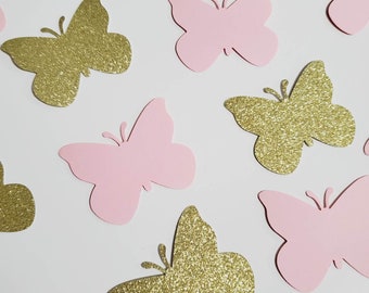 Butterfly Confetti, Butterfly theme party, Butterfly Decorations, Gold and Pink Butterflies, Butterfly decor, table confetti, die cuts, cute