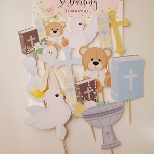 12 ct. Boy Baptism Cupcake Toppers, Baptism cupcake toppers, First Holy Communion, confirmation, cupcake toppers, cake decorations, bautizo